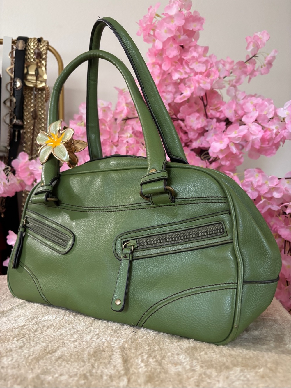 Vintage Forest Green Boho Fall shoulder bag